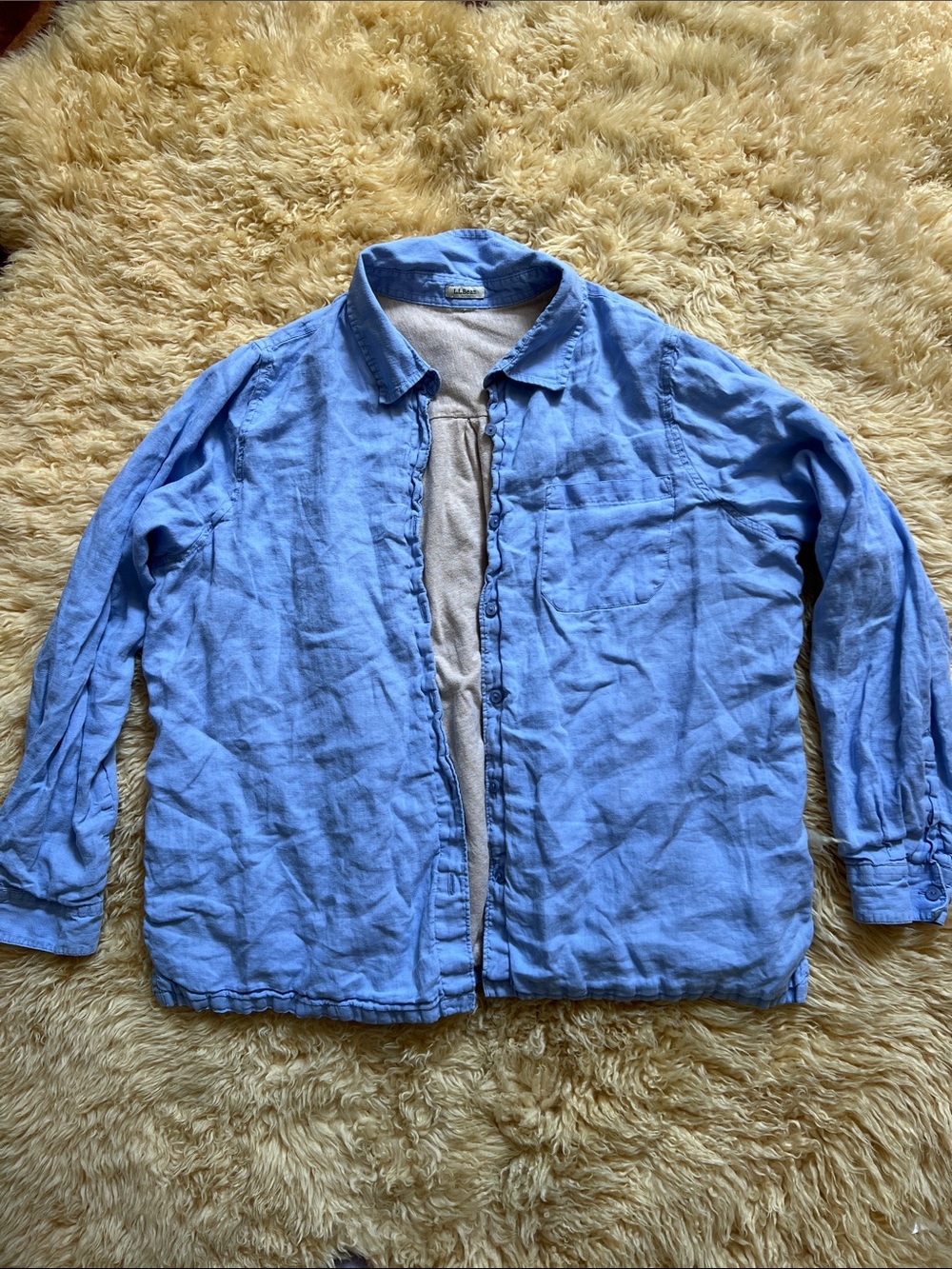 L.L. Bean Women Linen Lined Button Down - Work wear